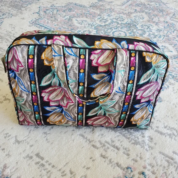 Vintage Christian Dior Floral Print Multi Color Zip Around Bag NWT Designer Boho - Picture 10 of 16